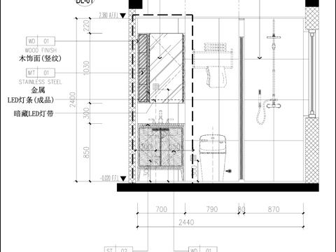  卫浴节点 卫浴柜子节点 卫生间立面图 墙面节点cad施工图 
