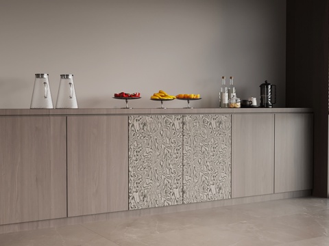  现代意式餐边柜 备餐柜su模型 