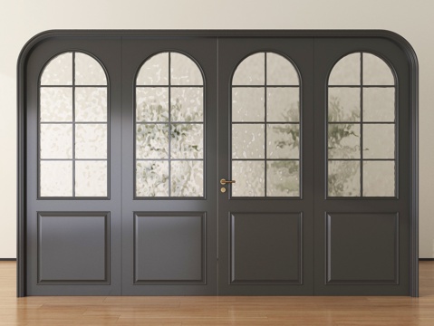  法式双开门 玻璃门 长虹玻璃门 阳台门3d模型 