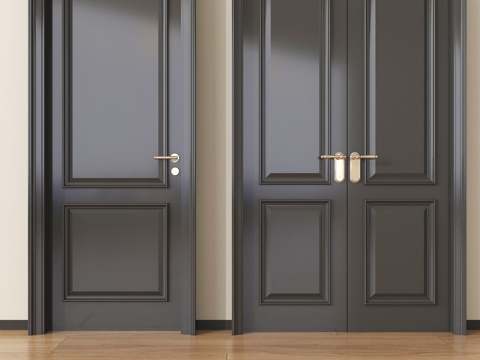 法式单开门 双开门 卧室门 平开门su模型