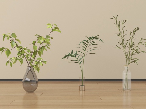  现代花瓶花艺 玻璃花瓶su模型 