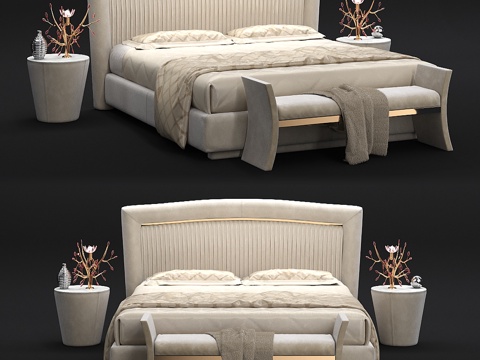  Portofino Plissè床与RICHARD沙发3d模型 