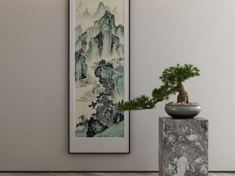  新中式侘寂挂画 油画3d模型 