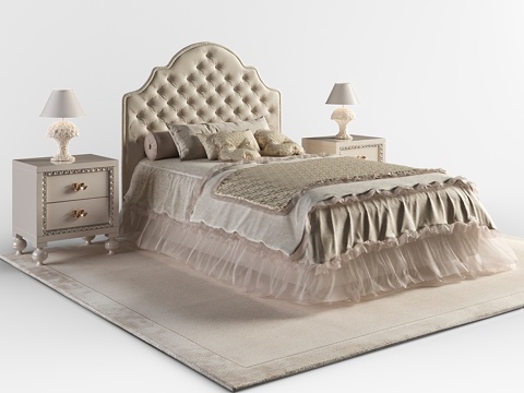  哈雷·斯宾塞纤薄款床，ALTAMODA Mi床头柜3d模型 