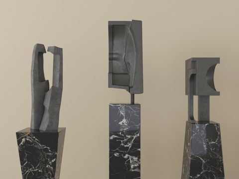 现代雕塑摆件组合 艺术装置su模型