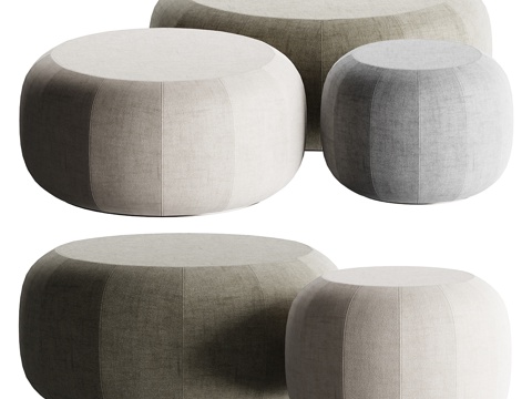  现代侘寂圆形布艺沙发凳3d模型 