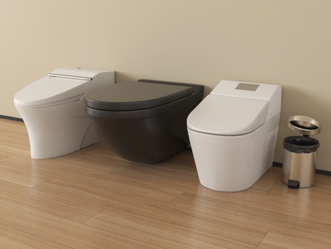 现代马桶组合 立式马桶 卫浴小件su模型