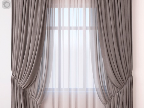 窗帘3d模型 