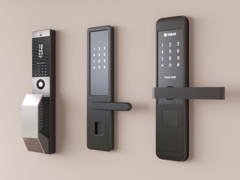  现代指纹锁 智能锁 密码锁3d模型 