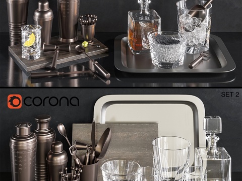 Restoration Hardware 酒吧用具套装023d模型 