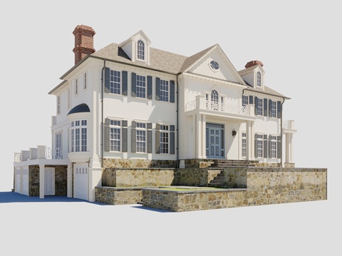  建筑No.04 低多边形3d模型 