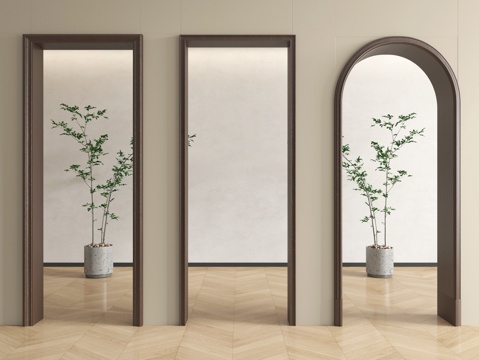  现代垭口 门套 弧形su模型 