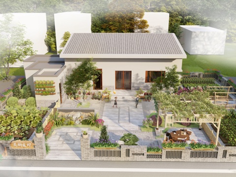 新中式乡村庭院 美丽庭院 乡村su模型