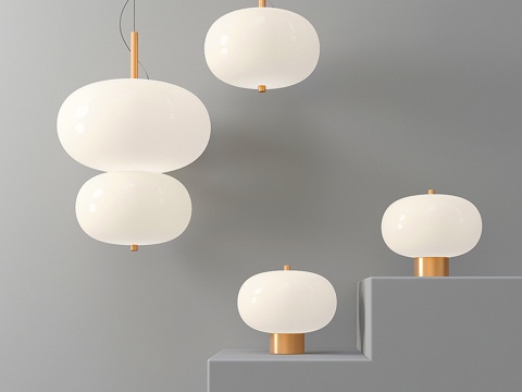  LED白色玻璃吊灯3d模型 