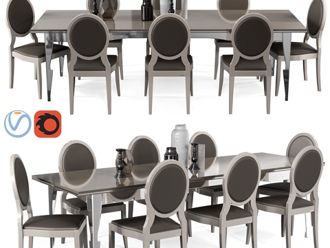  Scavolini Exclusiva系列餐桌椅套装（含装饰3d模型3d模型 