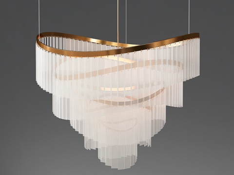  圆形白色玻璃吊灯3d模型 