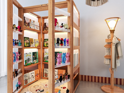  现代书架 展示架 可移动实木书架3d模型 