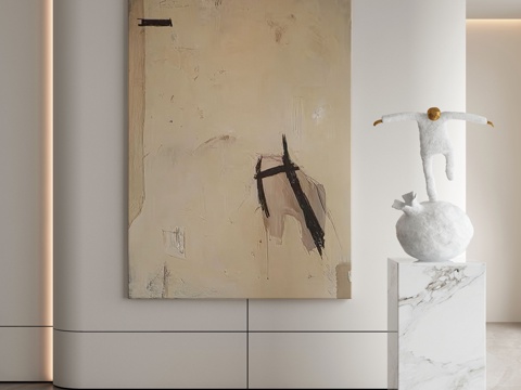  现代侘寂挂画 油画3d模型 