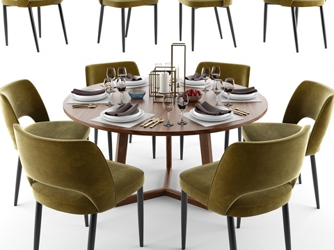  餐桌椅套装3d模型 