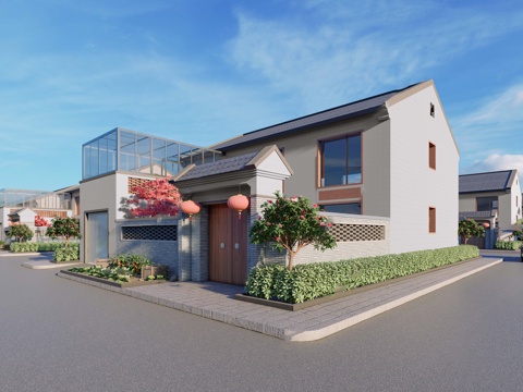 新中式乡村庭院 乡村民房 古建民俗 民宿建筑su模型