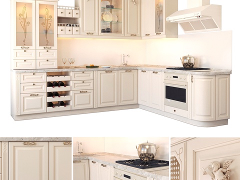  厨房庭院 - 象牙白款3d模型 