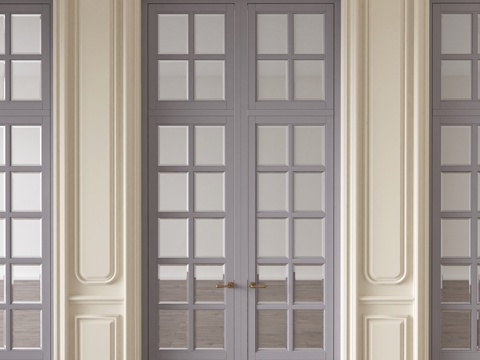  带门的墙面装饰线条3d模型 