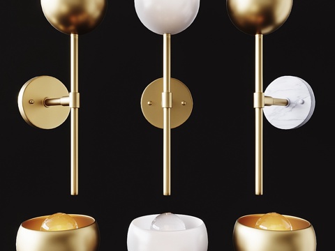  壁灯 黄铜大理石花形壁灯 • 郁金香款3d模型 