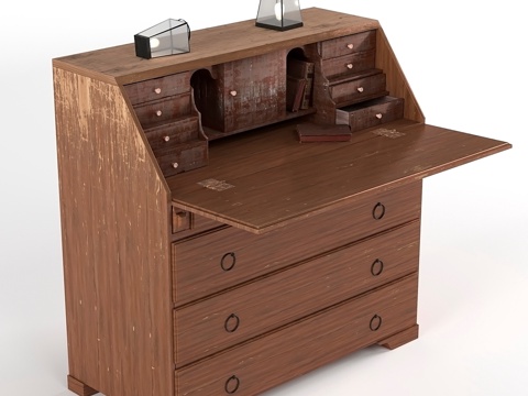  瑞典彩绘书桌3d模型 