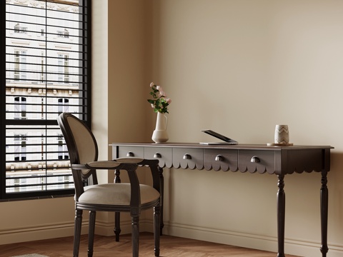 法式复古风书桌椅su模型