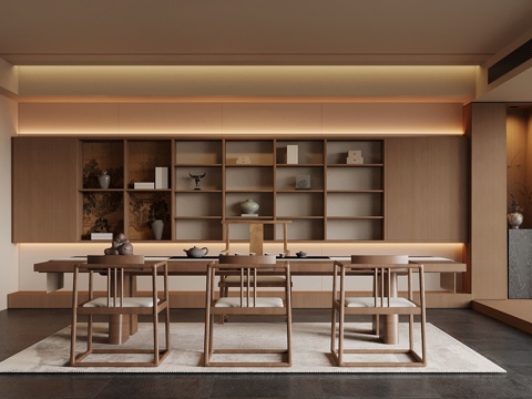  新中式茶室su模型 