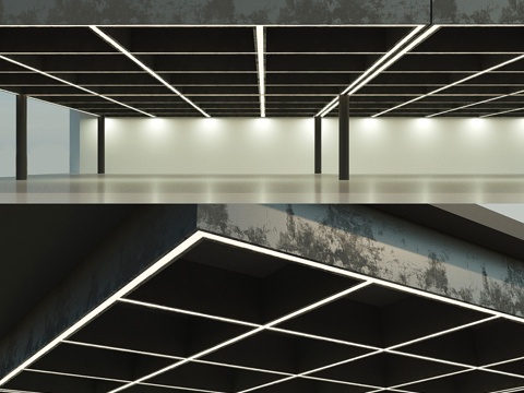  梁式天花板。重叠。153d模型 