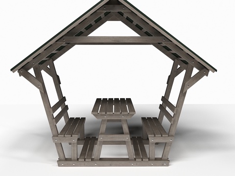  木制凉亭3d模型 