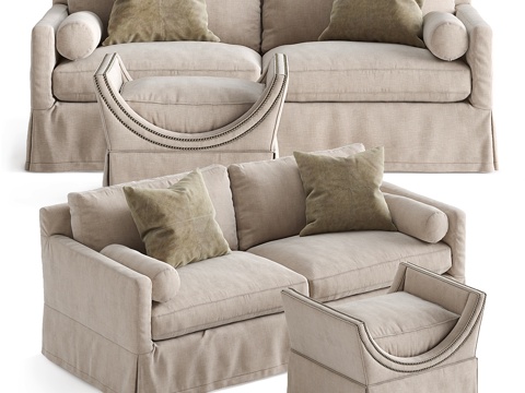  海斯沙发&amp;盖尔脚凳3d模型 