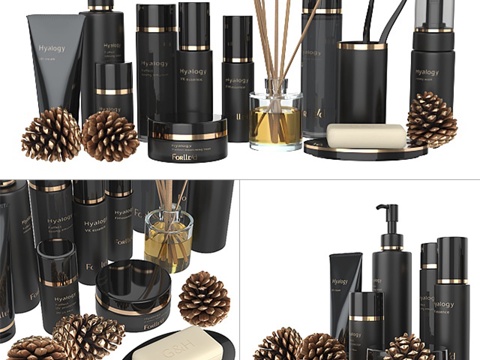  黑色化妆品套装3d模型 