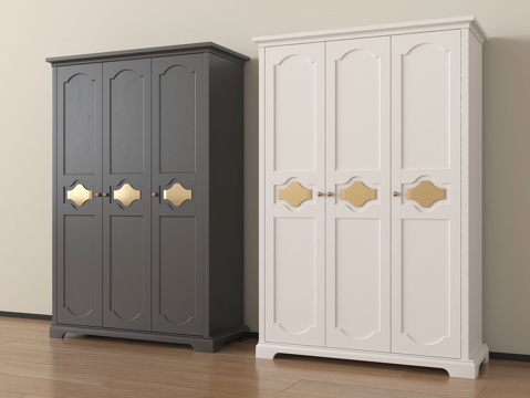  美式衣柜 高柜 木材3d模型 