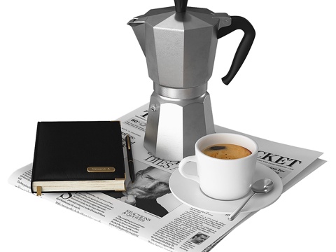  咖啡与报纸3d模型 