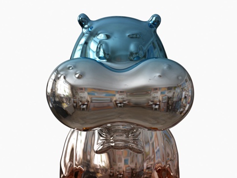  现代潮玩河马摆件3d模型 