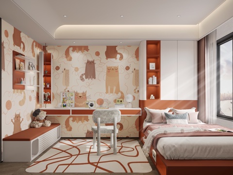  现代女孩房3d模型 