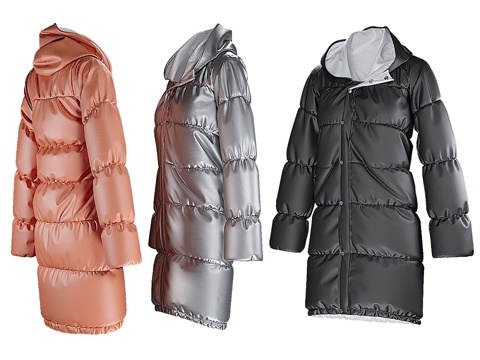  女士冬季外套3d模型 