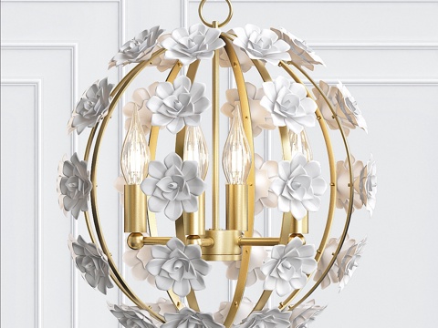  陶瓷花卉吊灯3d模型 