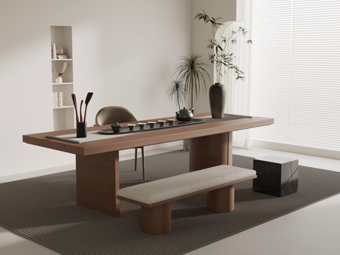  中古风茶桌椅 茶台3d模型 