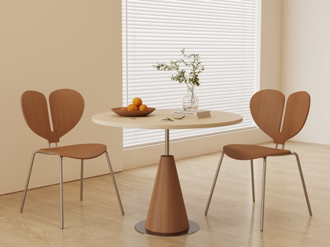 现代奶油洽谈桌椅 餐桌椅su模型