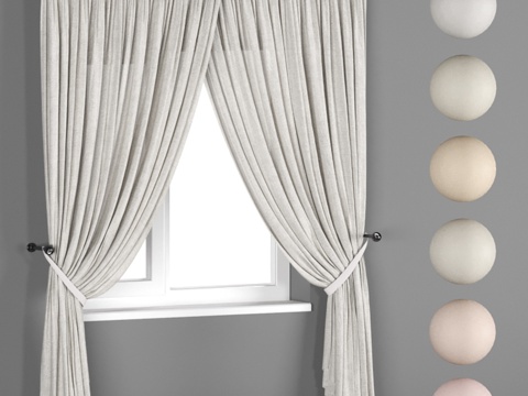  亚麻提花灯帘套装3d模型 