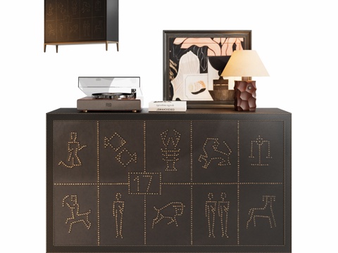  复古斗柜玄关柜su模型 