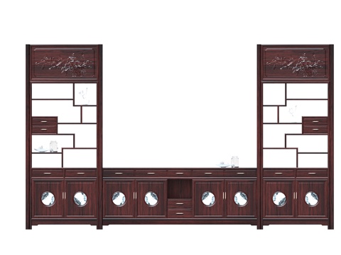  新中式宋式美学红木茶柜3d模型 