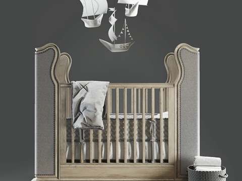  法式软包翼椅3d模型 