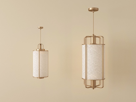 新中式吊灯 金属吊灯su模型