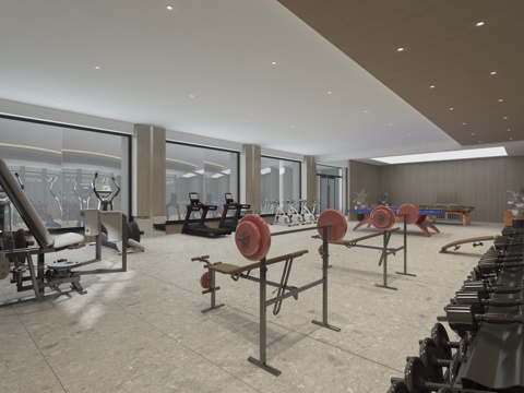  公司健身房3d模型 