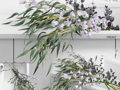  水槽中的花卉3d模型 