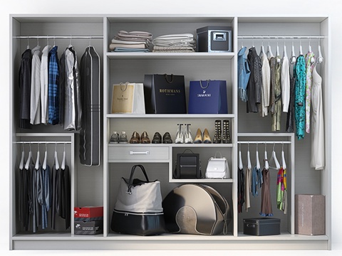  衣帽间服饰鞋履配饰套装3d模型 